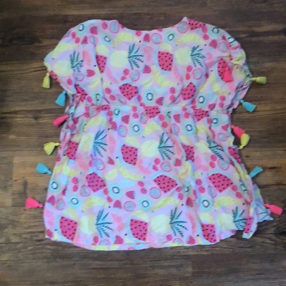 Cat & Jack l Pink Yellow Fruit Swim Coverup with Tassels